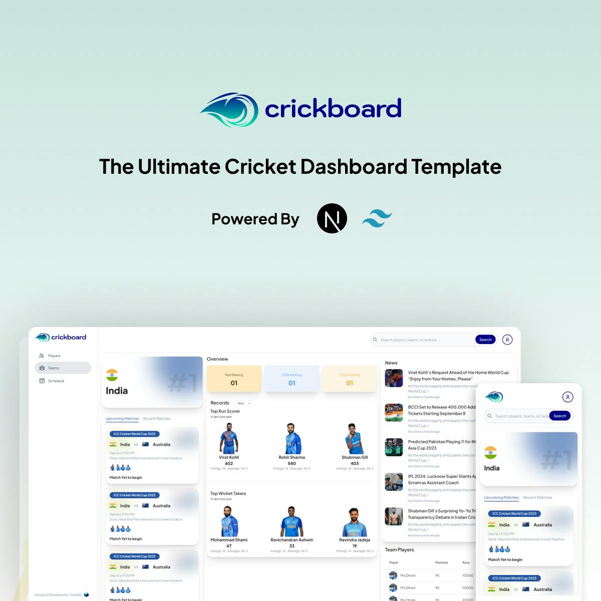 Crickboard - The Cricket Dashboard Template